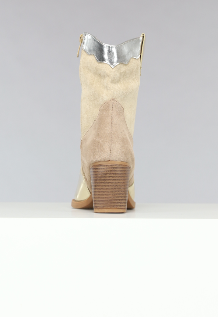 Suèdelook Laarsjes met Gouden en Zilveren Details