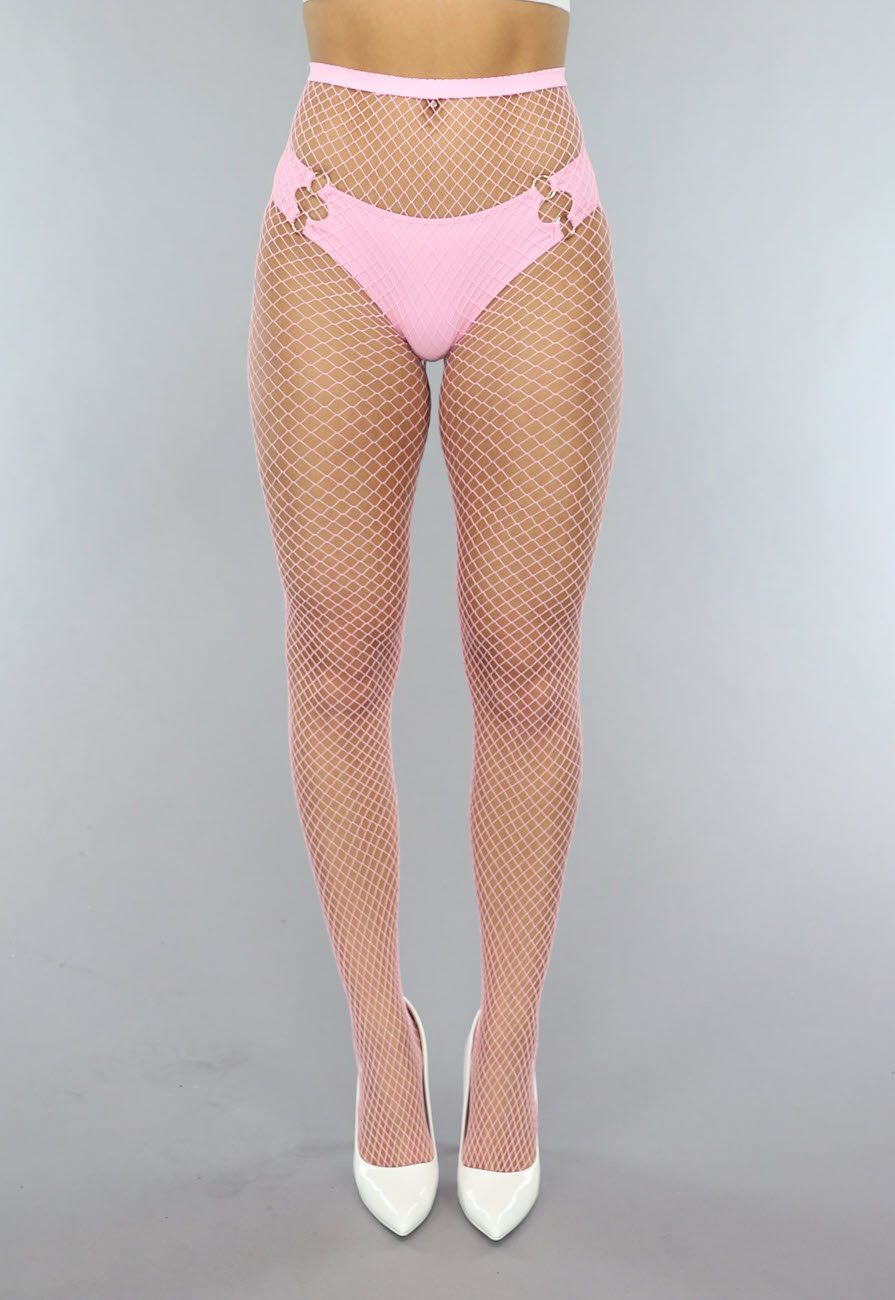 LittleForBig Hoge Taille Visnet Netkousen 3 Paar Roze LittleForBig Hoge Taille Visnet Netkousen 3 Paar Roze