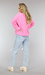 Roze Rib Gebreide Trui met Hoge Hals