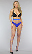 Blauwe Panty met Extra Grote Fishnet