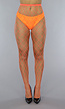 Oranje Netpanty met Extra Grote Fishnet