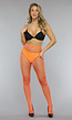 Oranje Netpanty met Medium Fishnet