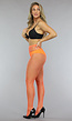 Oranje Netpanty met Medium Fishnet