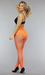 Oranje Netpanty met Medium Fishnet
