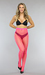 Neon Roze Panty met Klein Fishnet Patroon