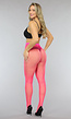 Neon Roze Panty met Klein Fishnet Patroon