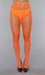 Neon Oranje Panty met Klein Fishnet Patroon