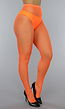 Neon Oranje Panty met Klein Fishnet Patroon