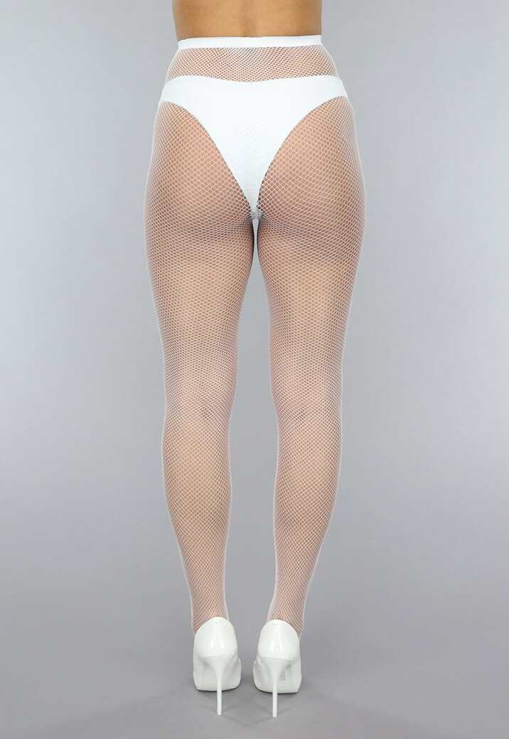 Witte Panty met Klein Fishnet Patroon