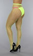 Neon Gele Netpanty met Grote Fishnet