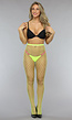 Neon Gele Netpanty met Grote Fishnet