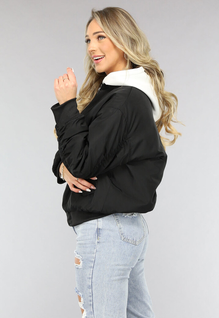 Zwart Oversized Bomberjack met Zakken