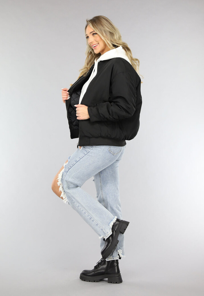 Zwart Oversized Bomberjack met Zakken
