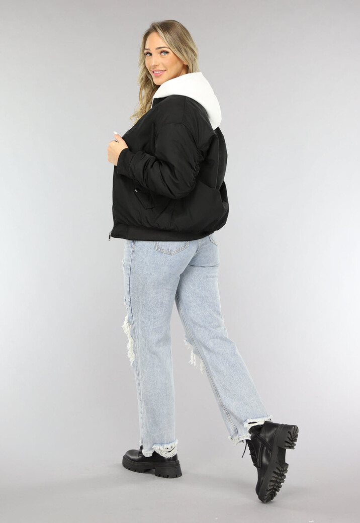 Zwart Oversized Bomberjack met Zakken