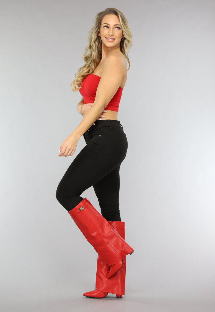 Rode Elastische Top Zonder Bandjes met Anti-Slip