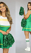 Groen Cheerleader Kostuum met Bijpassende Pompoms