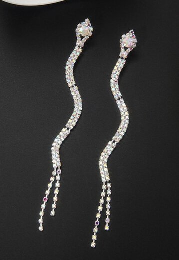 Zilveren Strass Oorbellen met Slangen Model