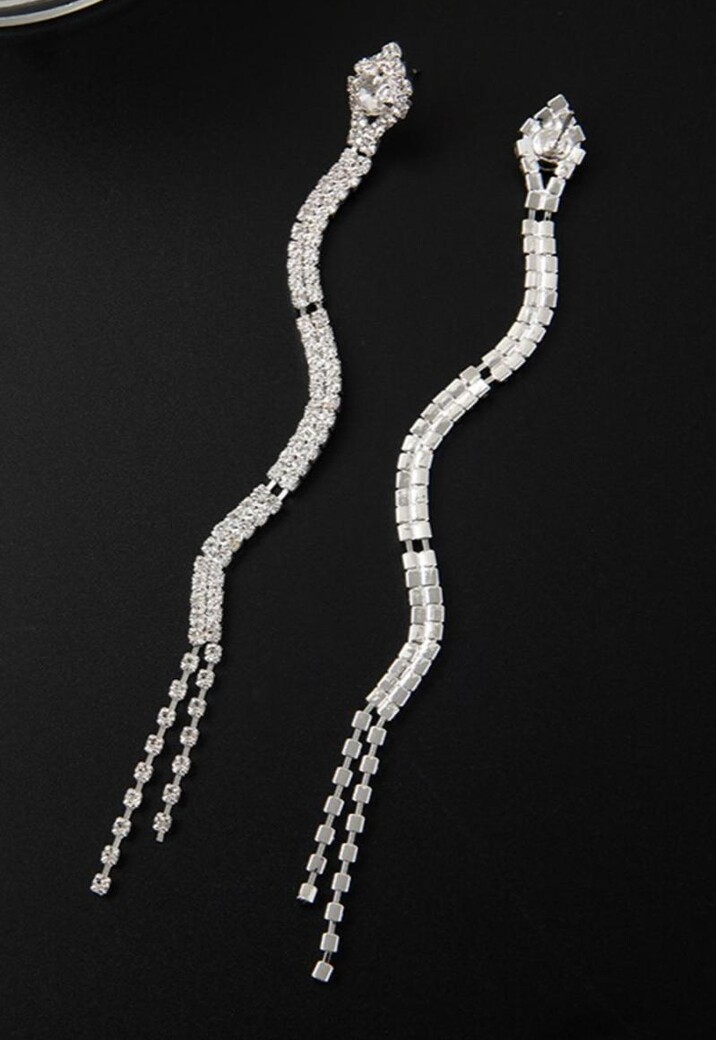 Zilveren Strass Oorbellen met Slangen Model