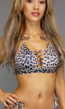 Push-Up Halter Panterprint Bikini met Strappy Decolleté - Top