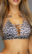 Push-Up Halter Panterprint Bikini met Strappy Decolleté - Top