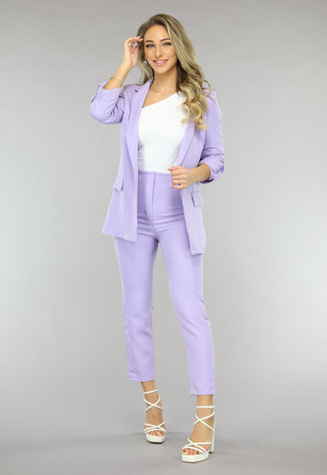 Classy Lila Tweedelige Blazer Set
