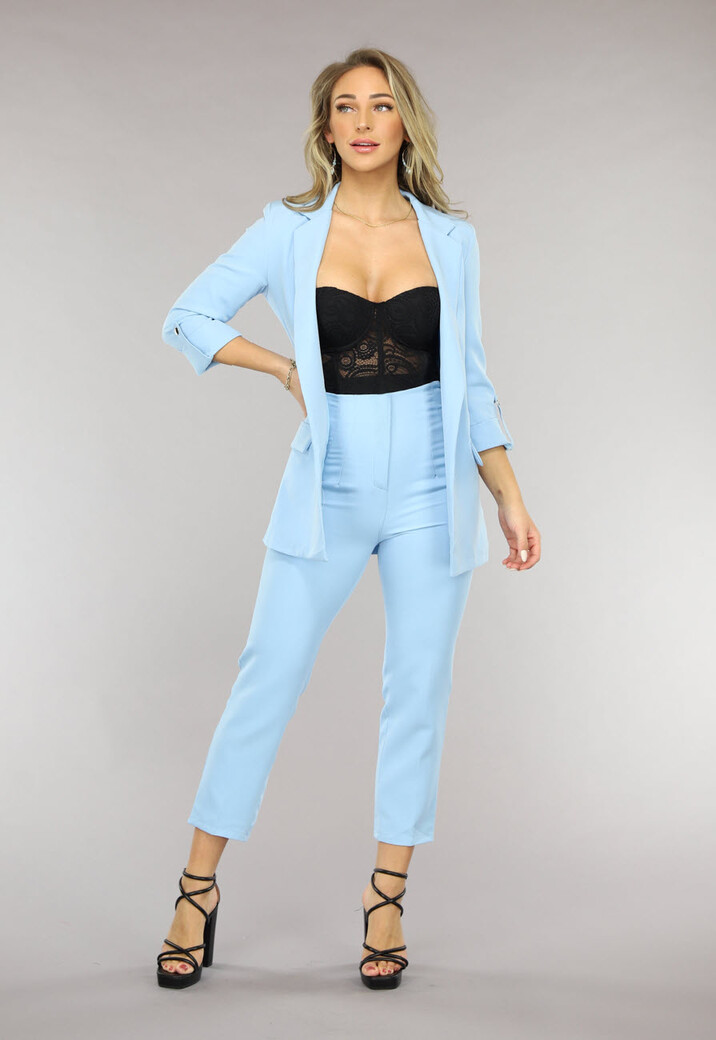 Classy Lichtblauwe Tweedelige Blazer Set