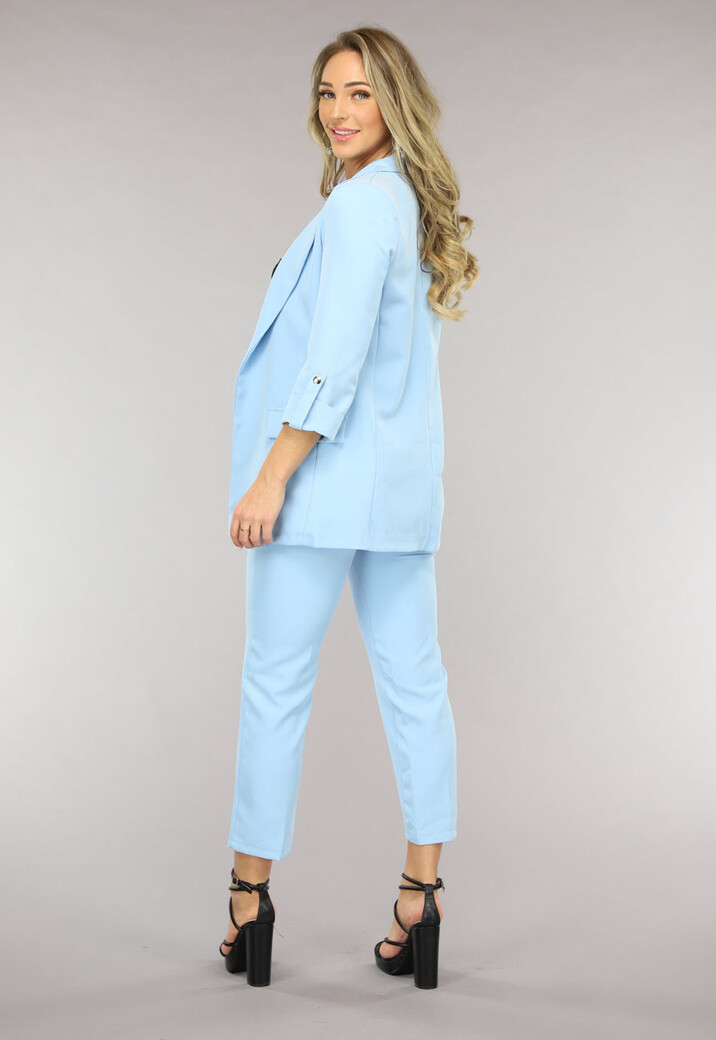 Classy Lichtblauwe Tweedelige Blazer Set