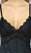 Satin Babydoll met Open Rug in Zwart
