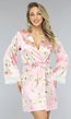 Satijnen Bloemen Kimono in Roze