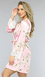 Satijnen Bloemen Kimono in Roze