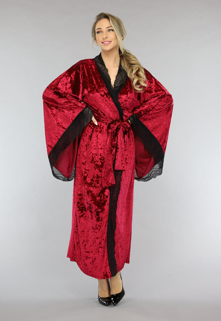 Lange Rode Kamerjas van Velours de Panne