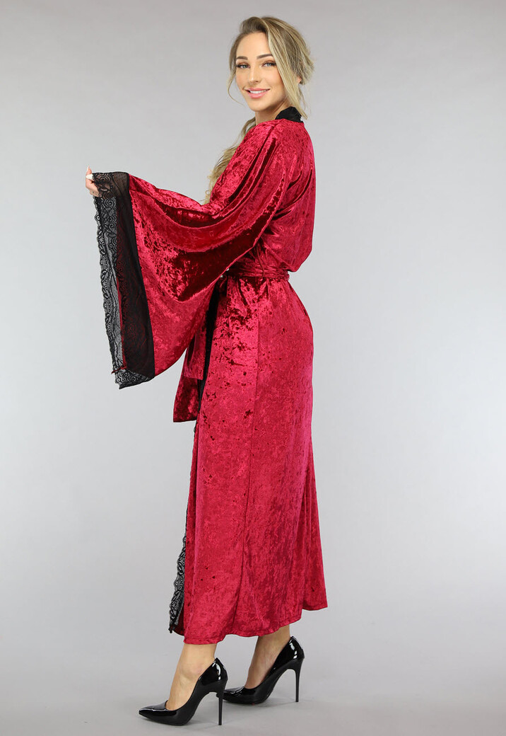 Lange Rode Kamerjas van Velours de Panne