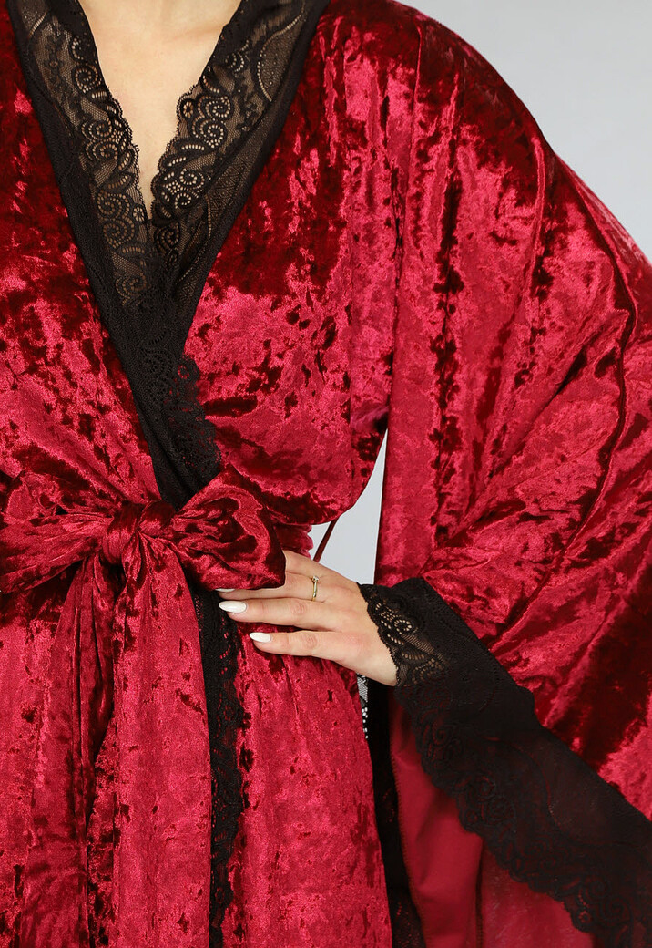 Lange Rode Kamerjas van Velours de Panne