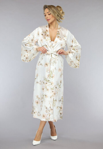 NEW1701 Lange Bridal Bloemenprint Kimono