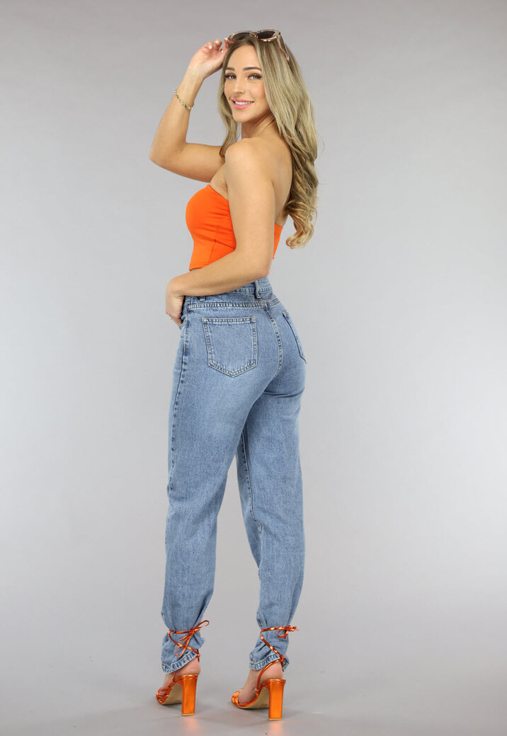 Oranje Elastische Strapless Bandeau Top