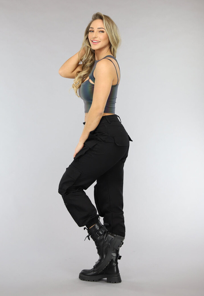 Reflecterende Crop Top met Spaghettibandjes