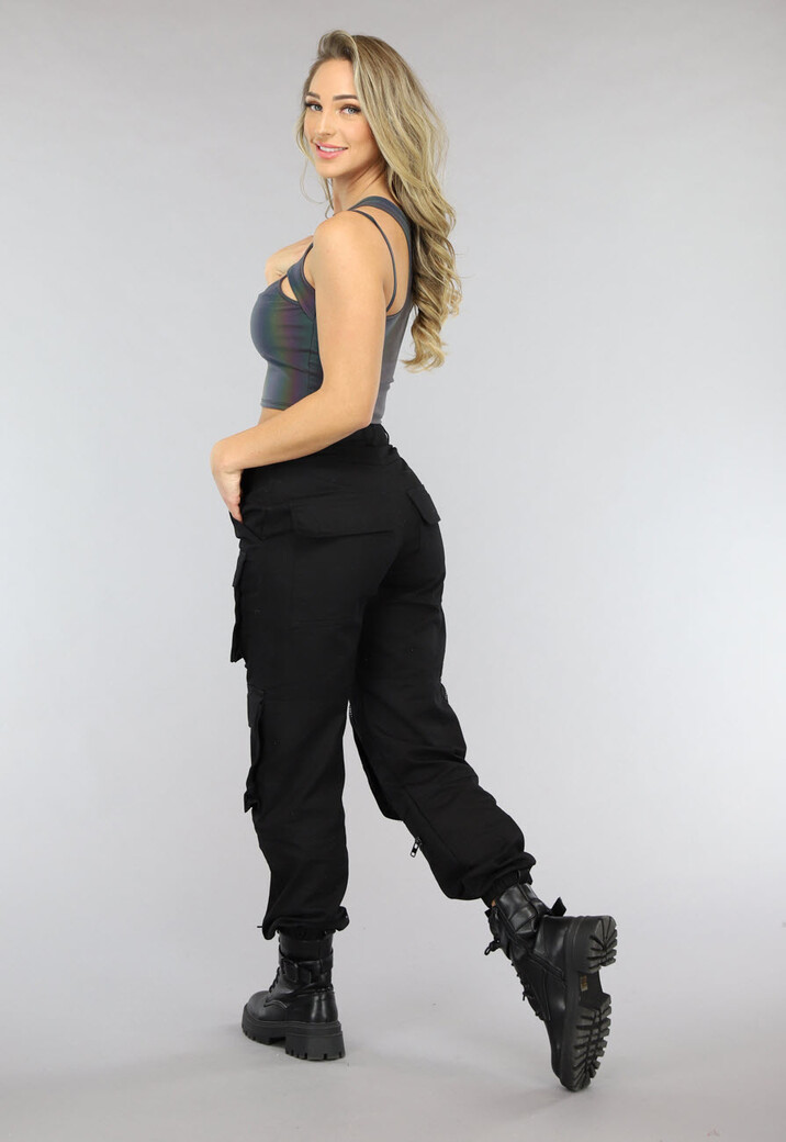 Reflecterende Crop Top met Spaghettibandjes