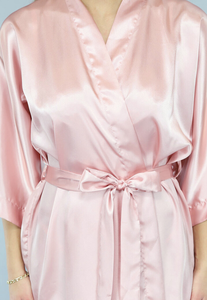 Satin Baby Roze Kimono Kort