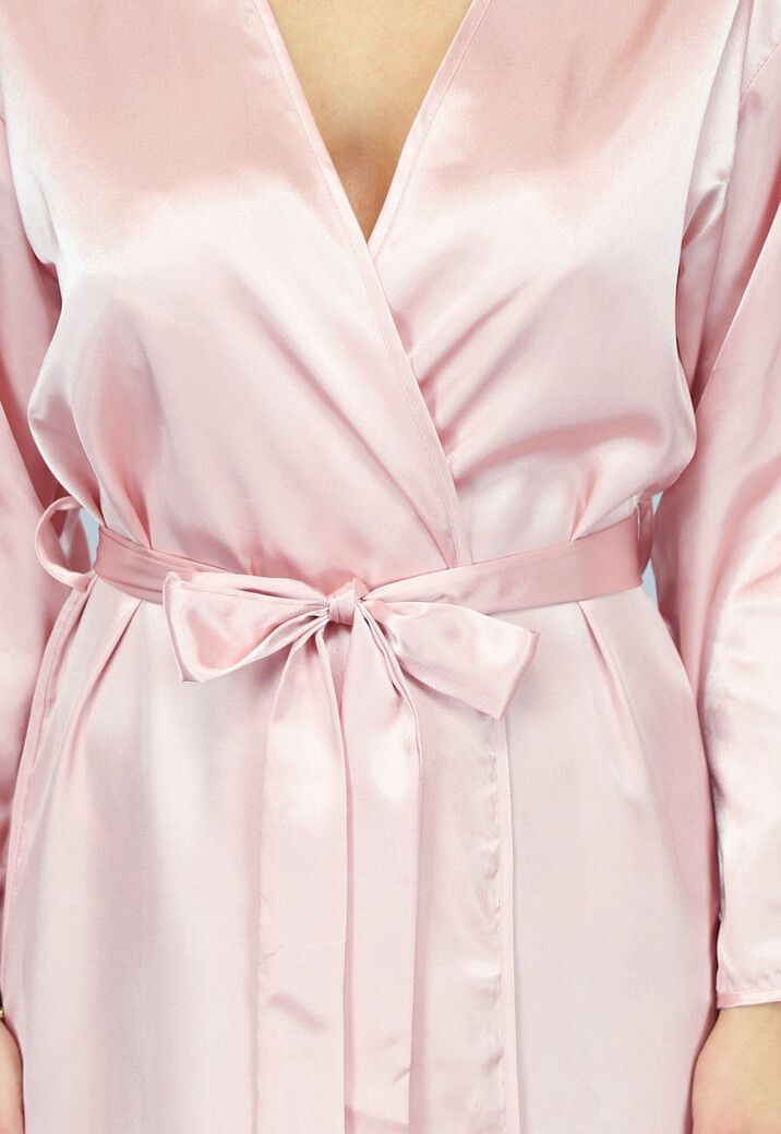 Satin Look Kimono Lang in Rosé