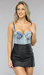 Denim Voorgevormde Bustier Top met Afneembare Bandjes