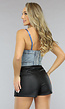 Denim Voorgevormde Bustier Top met Afneembare Bandjes