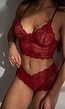 Bordeaux Rode Kanten Brazilian Lingerie Set