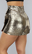 Gouden Metallic Skort met Knoopdetail