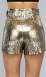 Gouden Metallic Skort met Knoopdetail