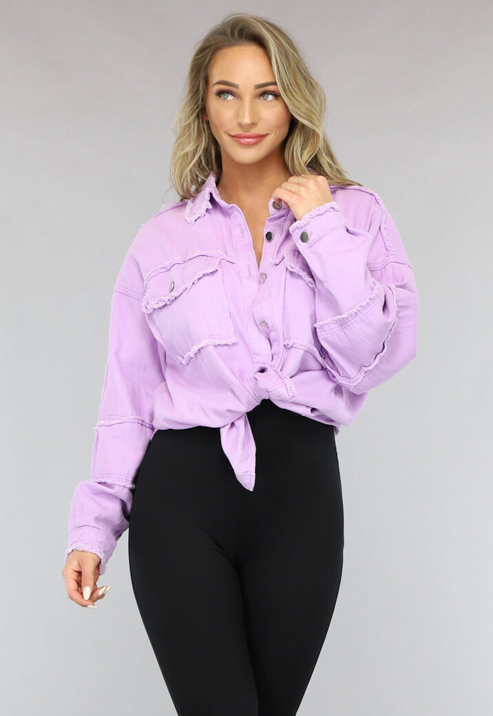 Lila Spijker Blouse met Ruffle Afwerking