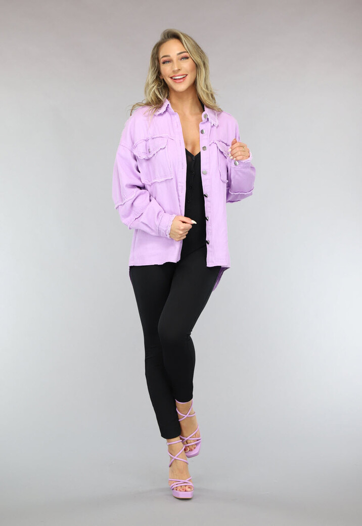 Lila Spijker Blouse met Ruffle Afwerking