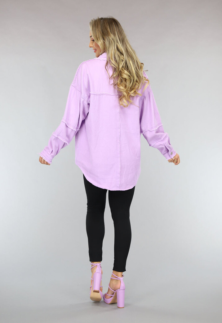 Lila Spijker Blouse met Ruffle Afwerking