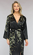 Satijnen Halflange Kimono met Bloemen Print