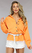 Oranje Denim Blouse met Zakken
