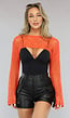Oranje Gehaakte Bolero met Wijduitlopende Mouwen
